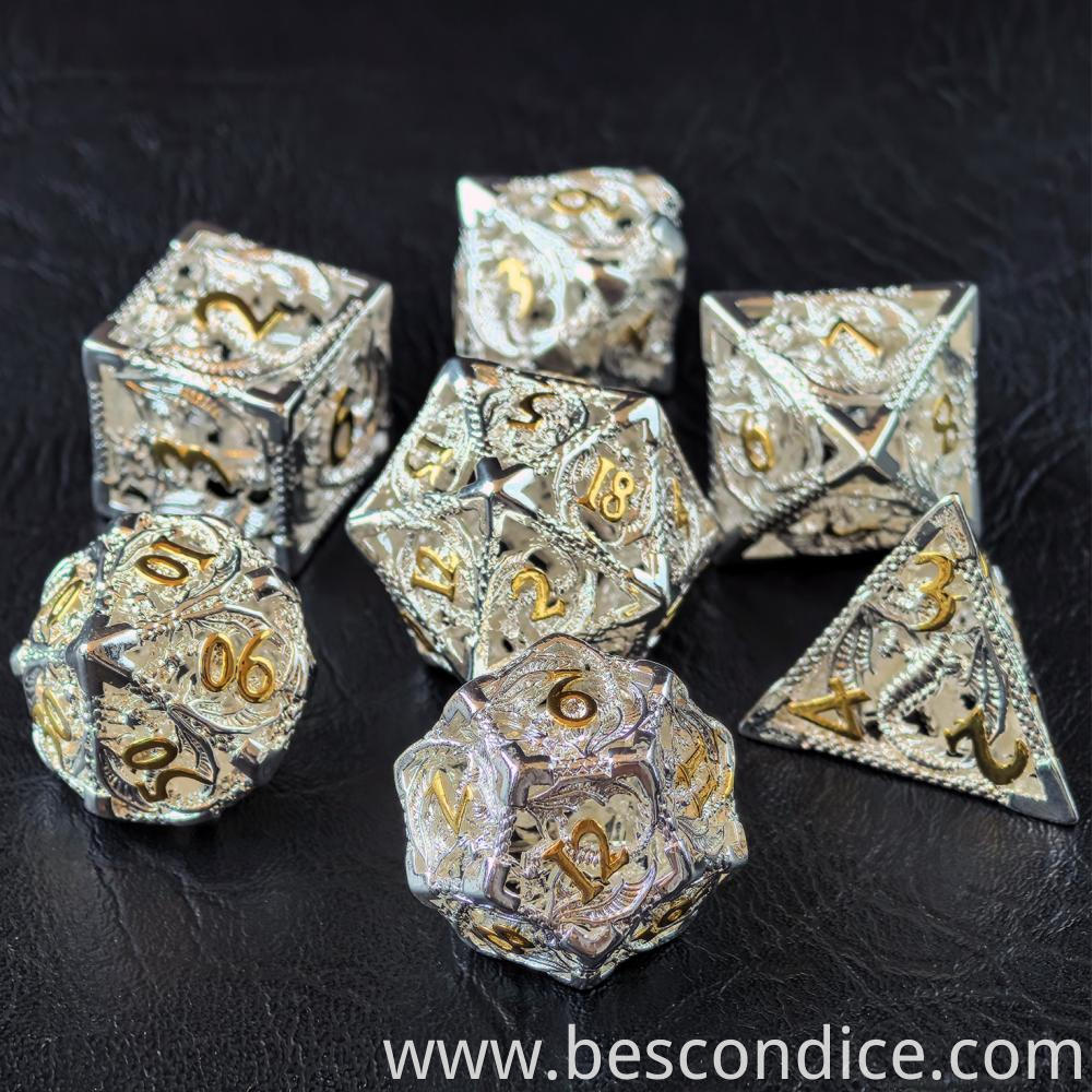 Silver Metal Dice For Role Playing Games